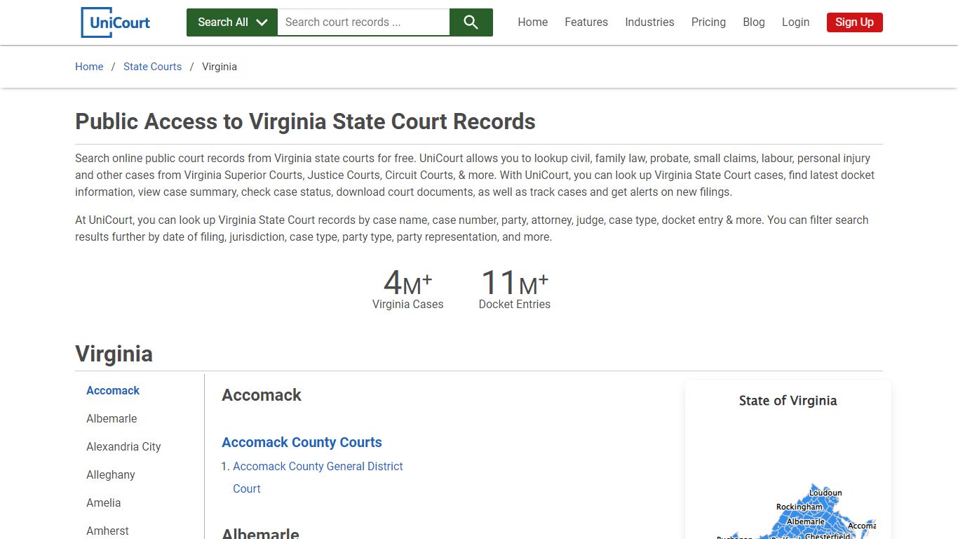 Virginia State Court Records - UniCourt