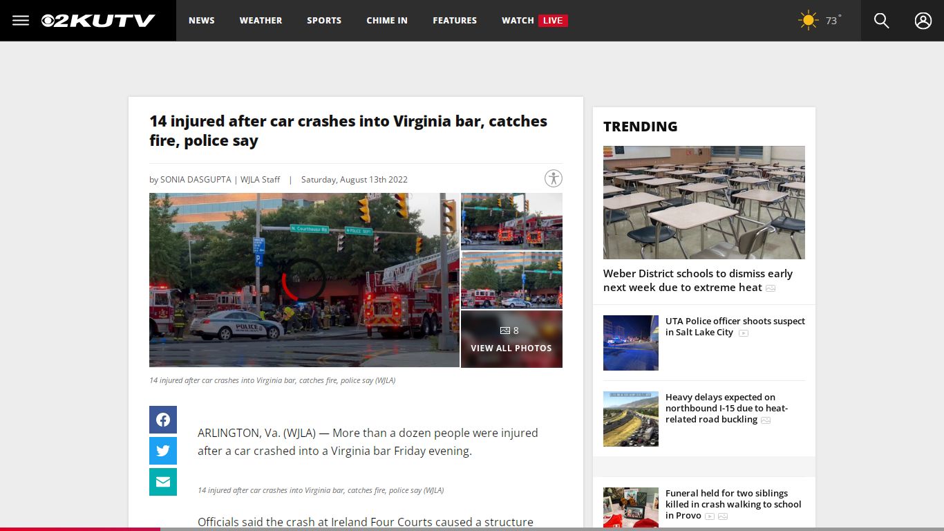 14 injured after car crashes into Virginia bar, catches fire, police ...